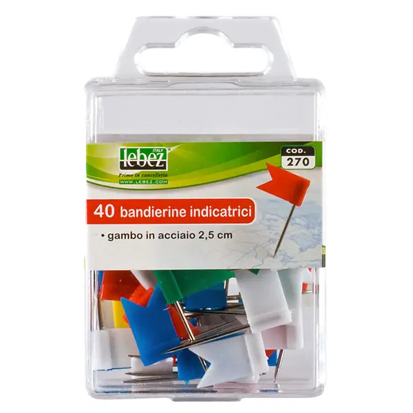 1x SCATOLA 40 SPILLI A BANDIERINA ASSORTITI ART.270