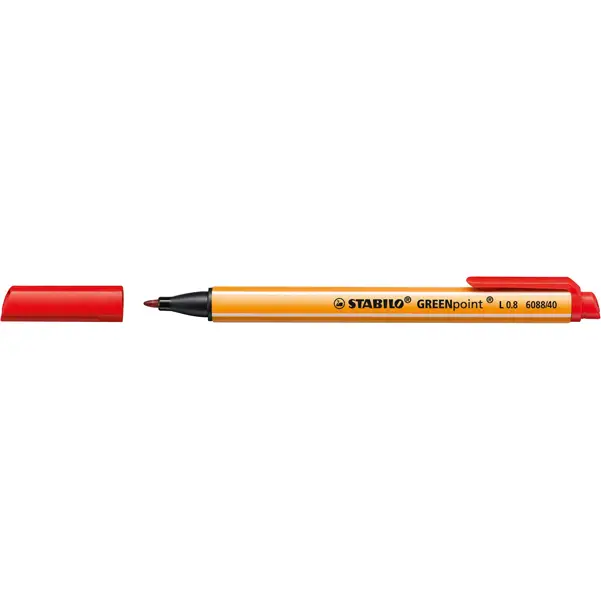 10x Pennarello GREENPOINTR 0.8mm STABILO ROSSO