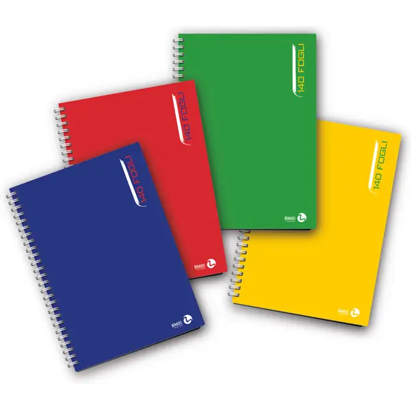 3x BLOCCO NOTES SPIRALATO L/Lungo 22,3x29,7cm 80gr 4mm 140fg BM
