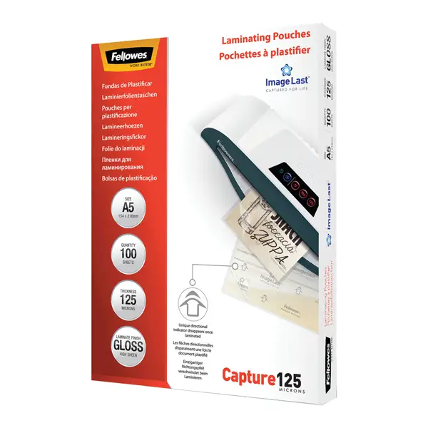 1x Scatola 100 pouches CAPTURE125 125mic A5 Fellowes