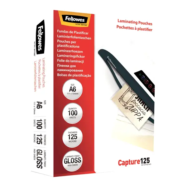 1x Scatola 100 pouches CAPTURE125 125mic A6 Fellowes