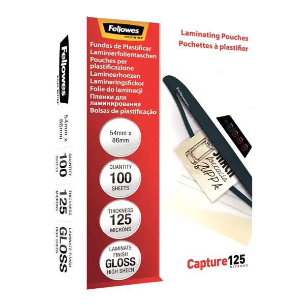 1x Scatola 100 pouches CAPTURE125 125mic 65x95mm Fellowes