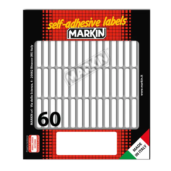 10x Etichetta adesiva bianca 34x5mm (10fogli x 60etichette) Markin