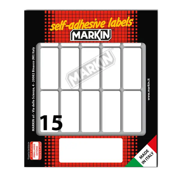 10x Etichetta adesiva bianca 46x20mm (10fogli x 15etichette) Markin
