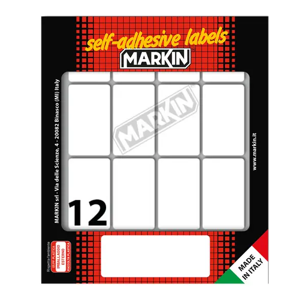 10x Etichetta adesiva bianca 46X27mm (10fogli x 12etichette) Markin