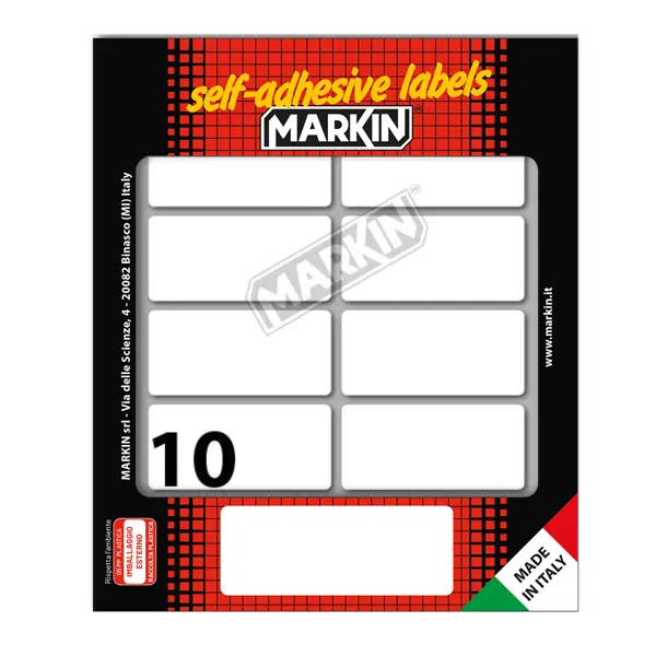 10x Etichetta adesiva bianca 56x26mm (10fogli x 10etichette) Markin
