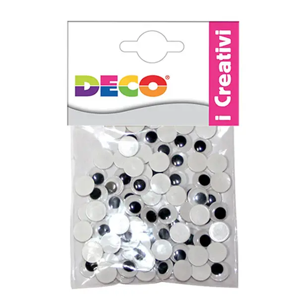 1x OCCHIETTI ADESIVI TONDI BUSTA DA 50 PZ. MISURE ASSORTITE DECO