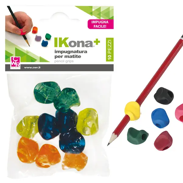 1x Busta 10 impugnature per matite colori assortiti IKONA+