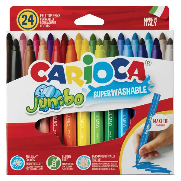 1x Astuccio 24 pennarelli Jumbo lavabili colori assortiti CARIOCA