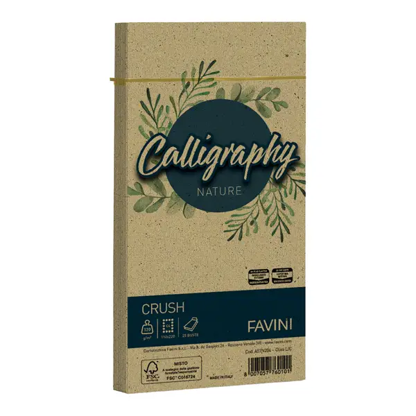 1x 25 buste Calligraphy Nature CRUSH 120gr 110x220mm oliva FAVINI