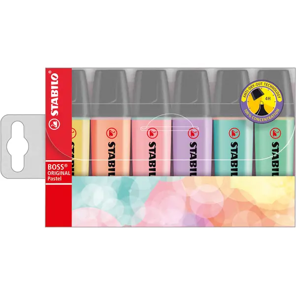 1x BUSTA 6 EVIDENZIATORI STABILO BOSS PASTEL