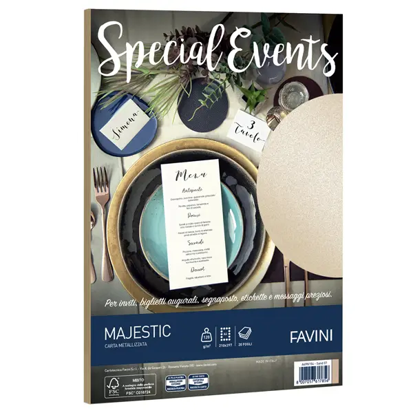 1x Carta metallizzata SPECIAL EVENTS A4 20fg 120gr sabbia FAVINI