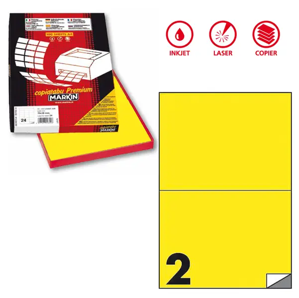 1x Etichetta adesiva C/509 giallo fluo 100fg A4 210x148,5mm (2et/fg) Markin