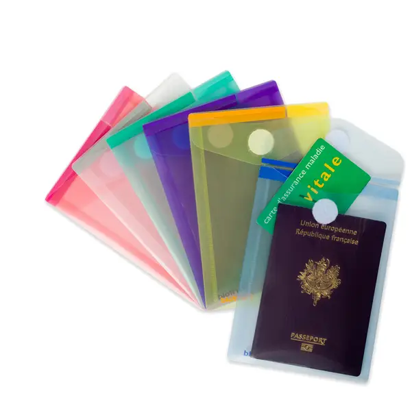 1x SET 6 BUSTE PP CON VELCRO F.TO VERTICALI 11.4X15.8CM COLORI ASSORTITI