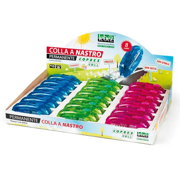 1x Display 18pz Colla a nastro permanente 6mmx8mt Coprex