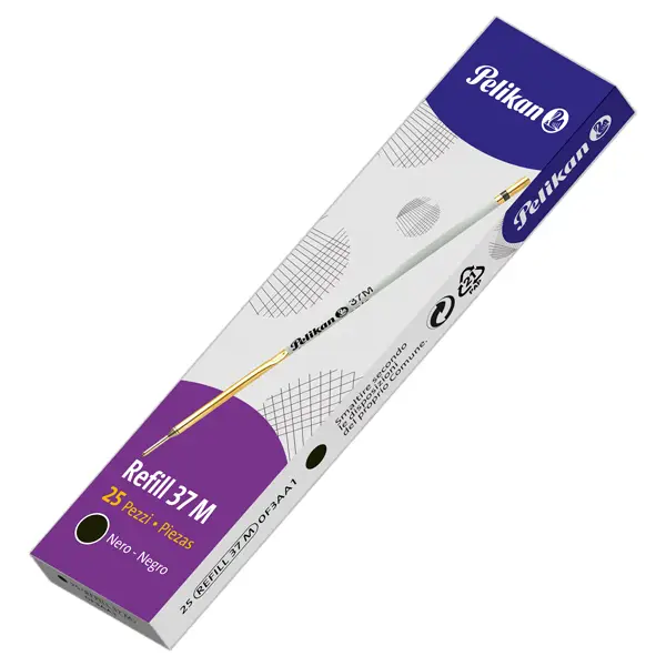 1x Scatola 25 refill sfera 37 Nero PM Pelikan