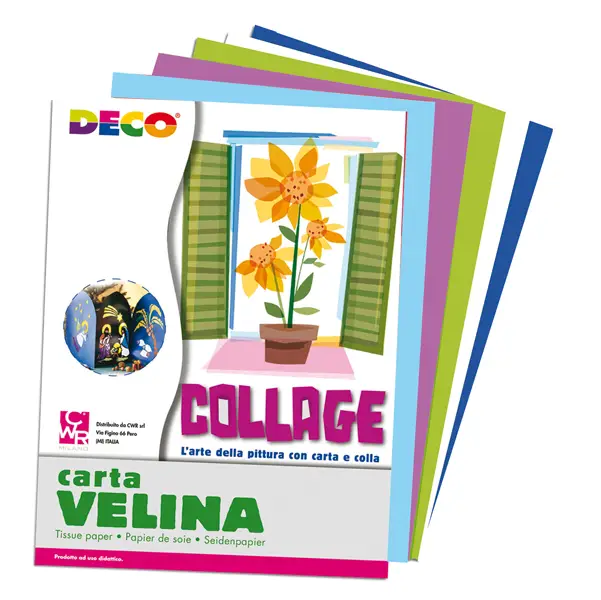 1x Busta di carta velina 25fg 50x76cm 5 colori freddi assortiti DECO