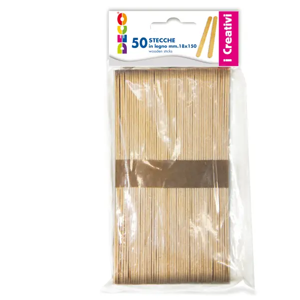 1x Stecche in legno 50pz dim. 18x150mm DECO