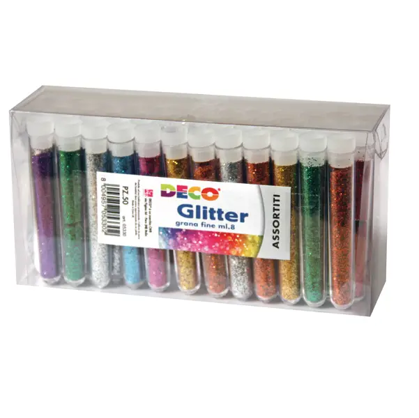 1x Glitter 50 flaconi grana fine 12ml colori assortiti DECO