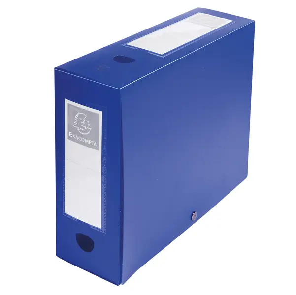 1x Scatola archivio box con bottone blu f.to 25x33cm D 100mm Exacompta