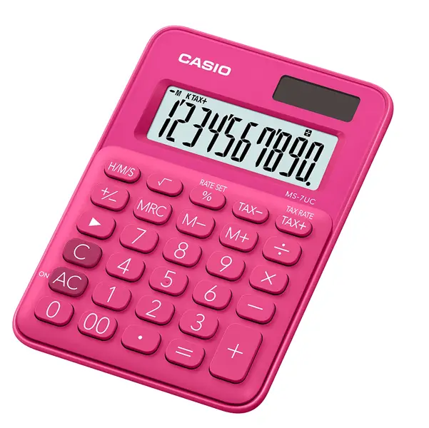 1x Calcolatrice da tavolo MS-7UC fucsia big display 10 cifre CASIO