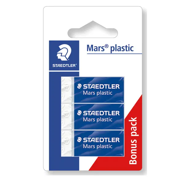 1x Blister 3 gomme Marsplastic mini 526 53 bianca STAEDTLER