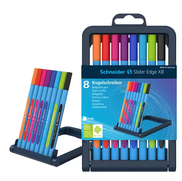 1x Astuccio 8 penne a sfera SLIDER EDGE XB 8 colori ass. Schneider