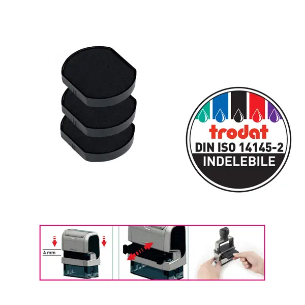 1x Blister da 3 tamponi 6/4630 Nero Trodat