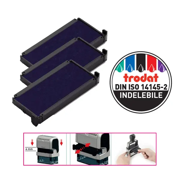 1x Blister da 3 tamponi 6/4913 blu Trodat