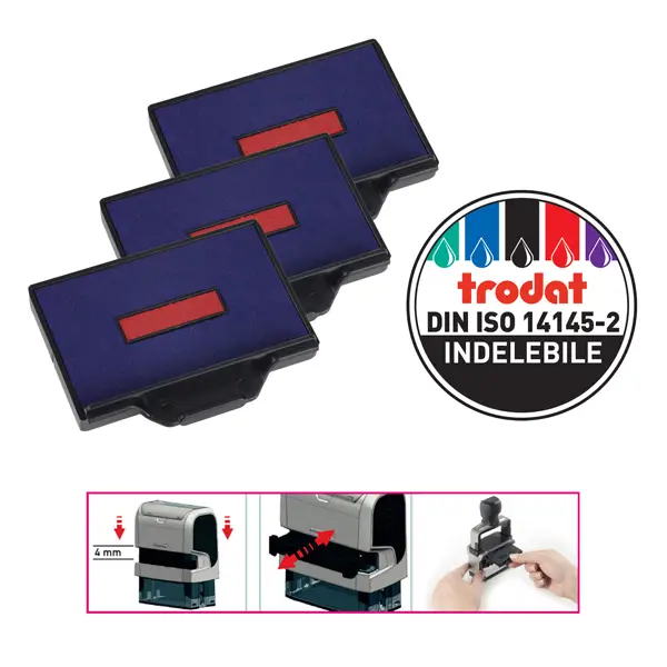 1x Blister da 3 tamponi 6/56-2 rosso-blu Trodat