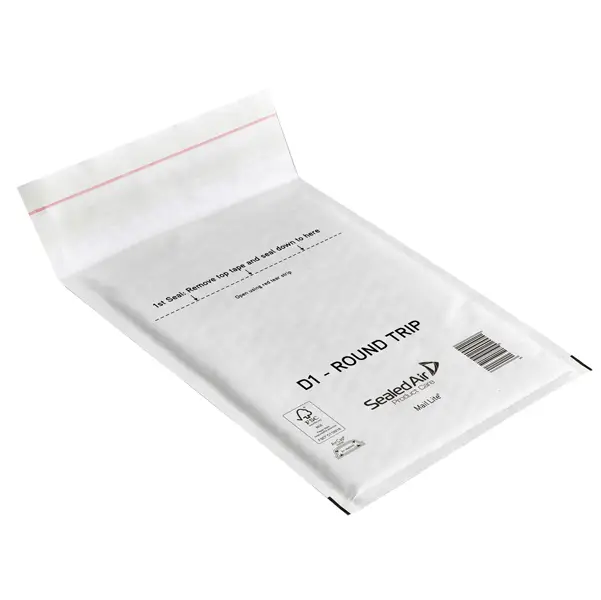 1x Conf.100 Buste imbottite Bianche D 18x26cm Andata-Ritorno Mail LiteR Round Trip