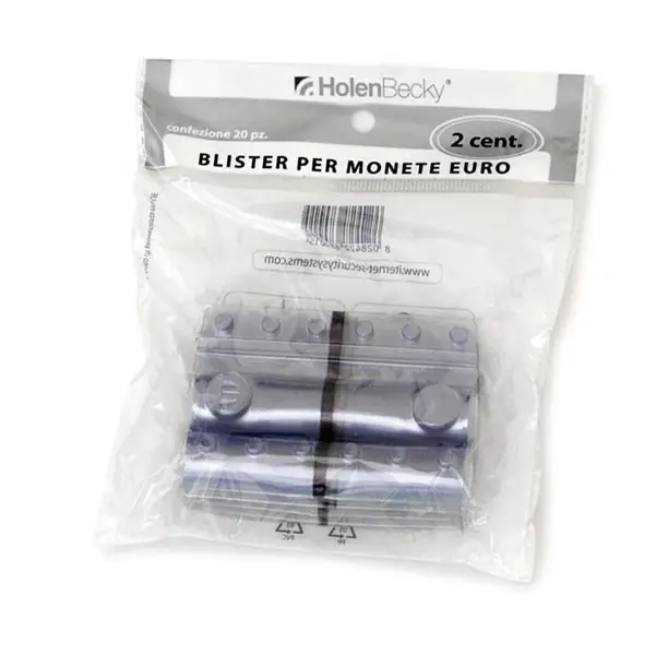 1x Blister 20 Portamonete in PVC 2cent grigio