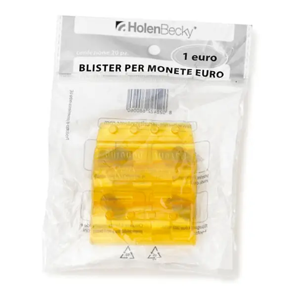 1x Blister 20 Portamonete in PVC 1euro giallo