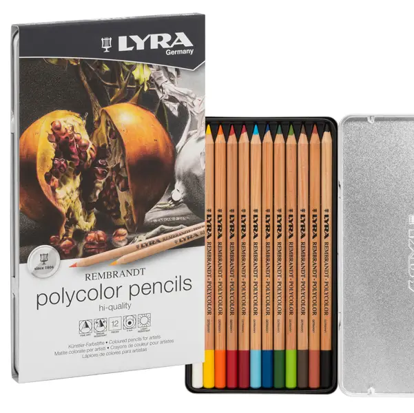 1x ASTUCCIO METALLO 12 pastelli colorati REMBRANDT POLYCOLOR Lyra