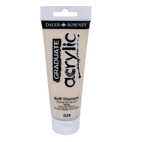 1x Colore acrilico fine Graduate tubo 120 ml titanium buff Daler Rowney