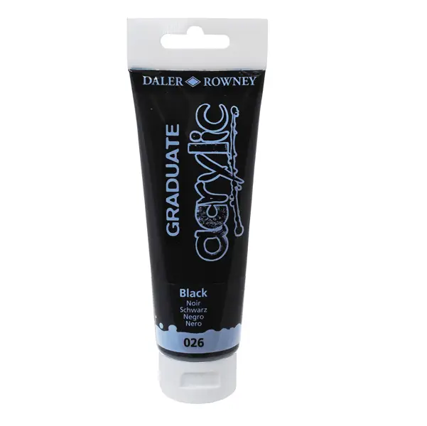 1x Colore acrilico fine Graduate tubo 120 ml nero Daler Rowney