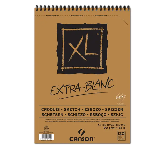 5x Album spiralato lato corto XL EXTRA WHITE A4 120 fg. 90 gr Canson
