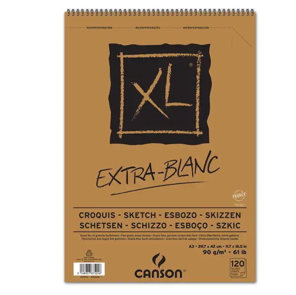 5x Album spiralato lato corto XL EXTRA WHITE A3 120 fg. 90 gr Canson