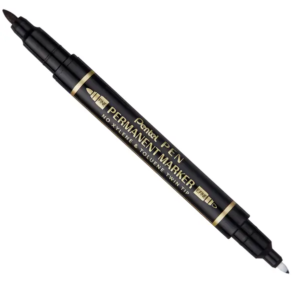 12x Marcatore permanente Twin Tip doppia punta F/EF nero Pentel
