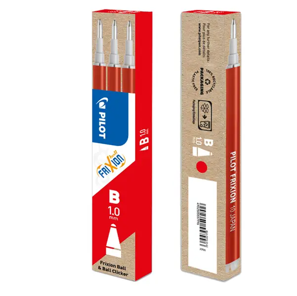 1x Set 3 refill sfera FRIXIONball CLICKER 1.0mm rosso Pilot
