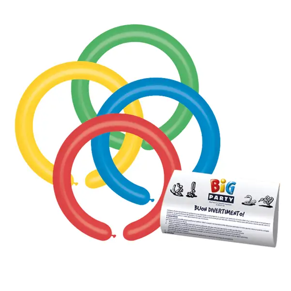 1x Busta 25 palloncini modellabili in lattice D5cm Colori Assortiti Big Party