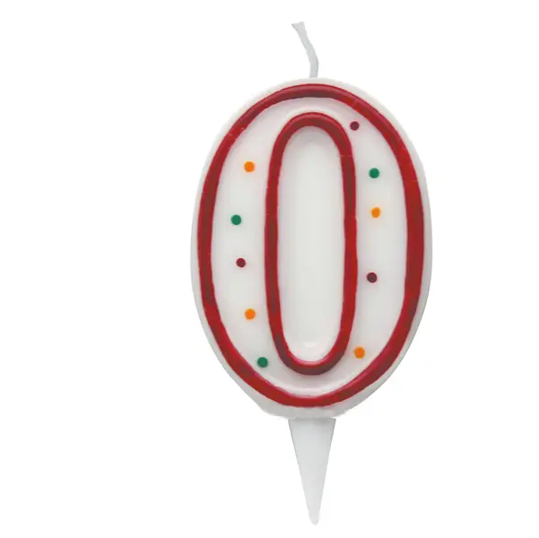 1x Candelina Zuccherino numero 0 - h. 8.5cm Big Party