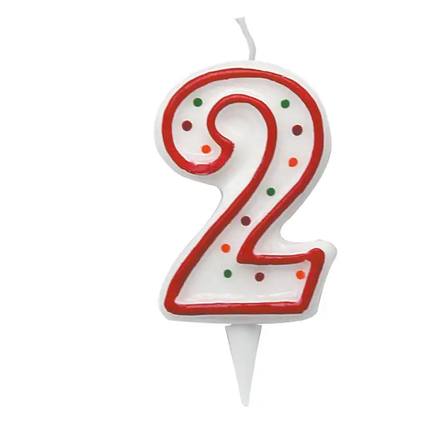 1x Candelina Zuccherino numero 2 - h. 8.5cm Big Party