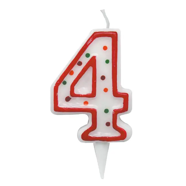 1x Candelina Zuccherino numero 4 - h. 8.5cm Big Party