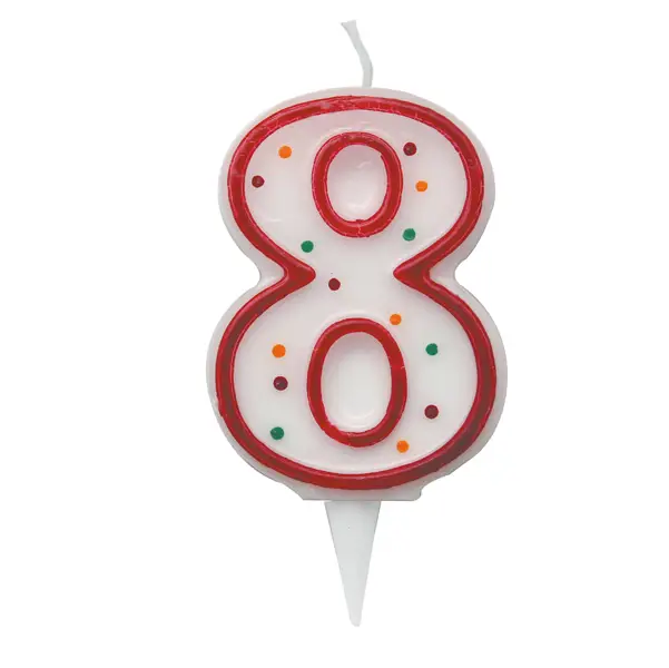 1x Candelina Zuccherino numero 8 - h. 8.5cm Big Party
