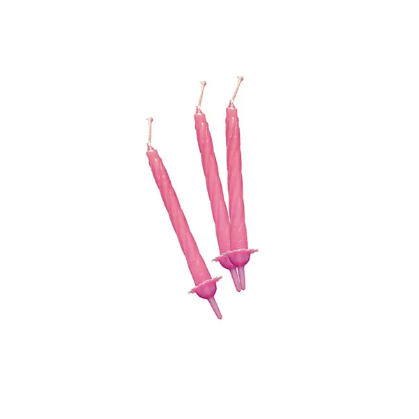 1x 12 candeline c/supporto h. 8cm rosa Big Party