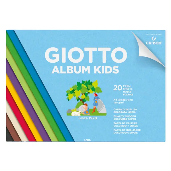 5x Album Kids Carta colorata 2+ f.to A4 120gr 20fg Giotto
