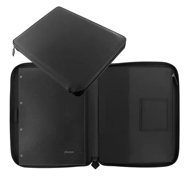 1x Portablocco Metropol 32x24,5x2,6cm similpelle nero chiusura zip Filofax