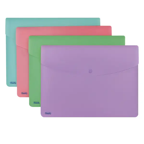 30x Buste con bottone PPL PASTEL colori ass. f.to A4 Favorit