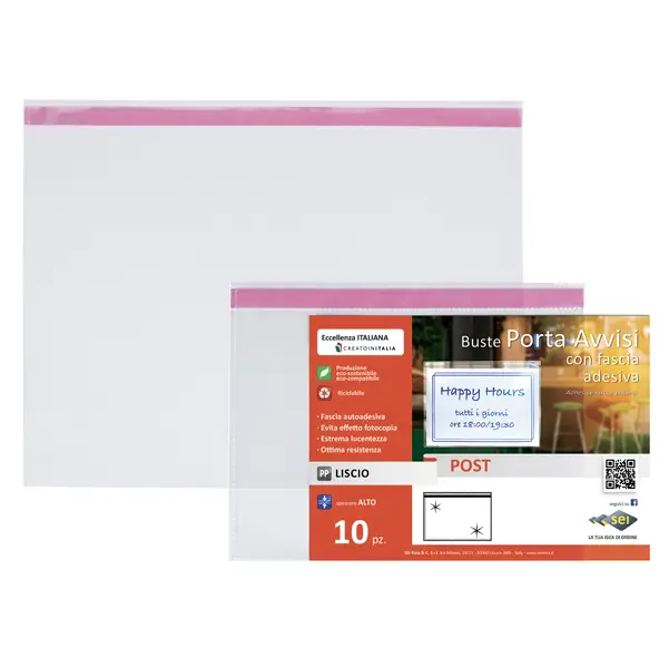1x 10 buste porta avvisi orizzontali POST A5 - 21x15 cm SEI ROTA
